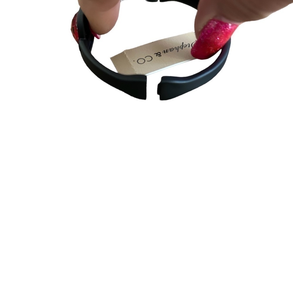 Matte Black & Faux Ruby Red Acrylic Gem Clasp Bracelet from Stephan & Co. - Picture 9 of 12
